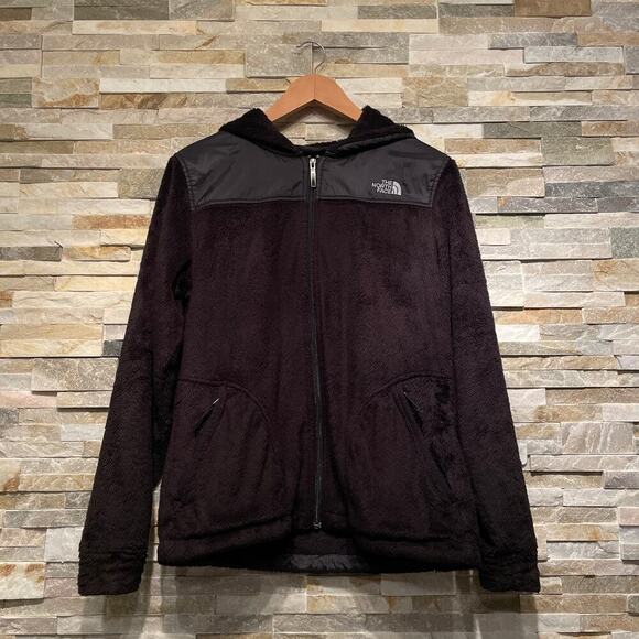 The North Face Oso Hoodie Women’s M | Soft Fuzzy Fleece Jacket Black Nylon Trim - Picture 10 of 10